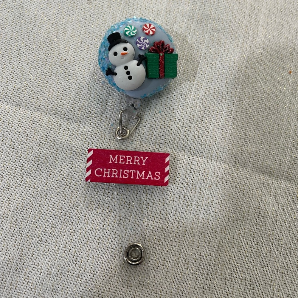 Christmas snowman Retractable Name Badge Reel ID
Holder